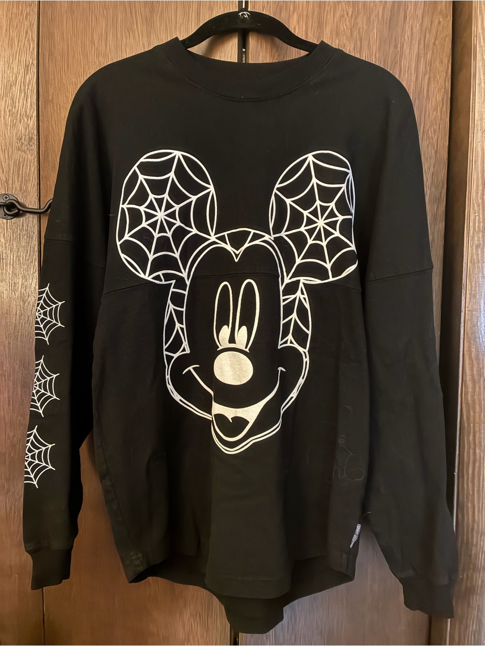 Disney Black Spirit Jersey with White Spiderweb Mickey Graphic